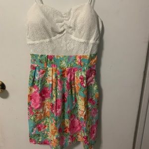 White lace and pink dress